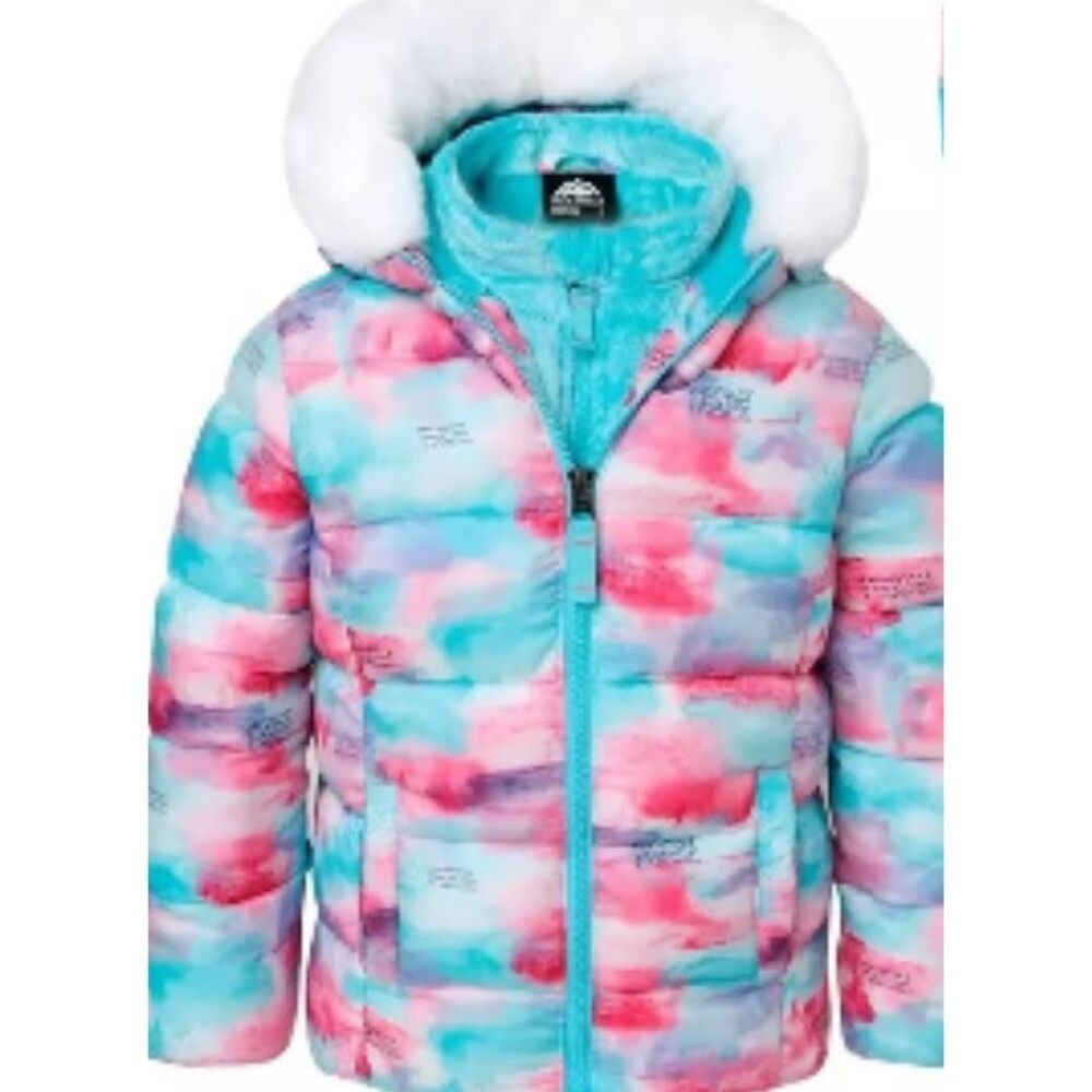 Snozu Winter Puffet Cotton Candy Colors Jacket Fleece Lined size 4T